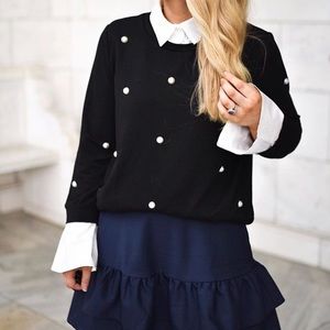 Pearl Peter Pan collared sweatshirt shein